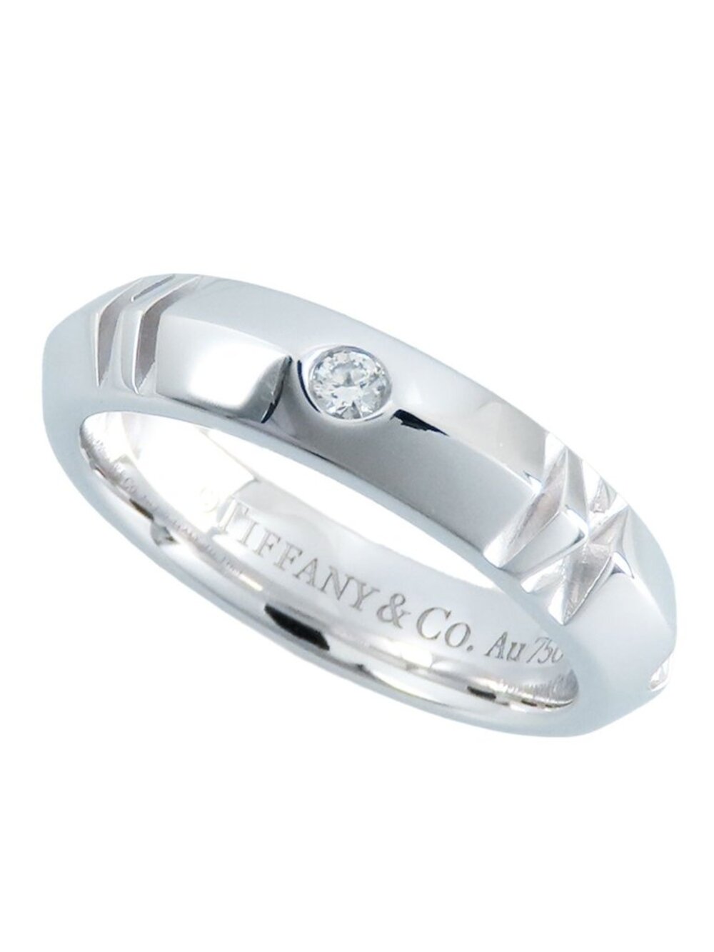 Tiffany & Co Atlas Closed Narrow Ring White Gold 18k Diamond